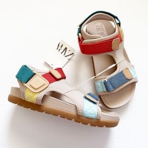 Zara Multicolored Strap Sandals Youth Size 2 (33) NWT